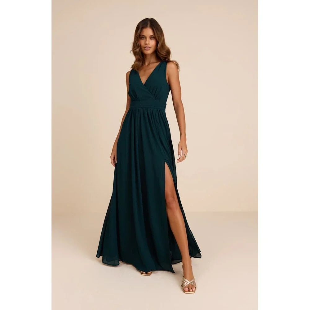 lulus dark green maxi dress Emerald Green Tie-Strap Square Neck Maxi Dress | Womens | Large (Available in XS, S, M, XL) | 100% Polyester | Lulus